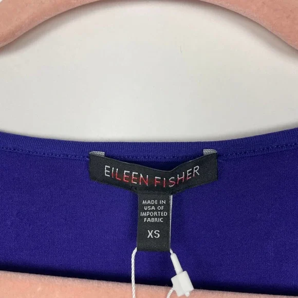 NWT Eileen Fisher Scoop Neck Tee Blue Violet Indigo Long Sleeve - Picture 6 of 14